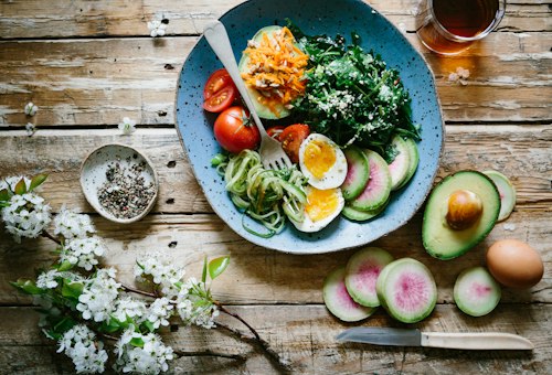 Colorful healthy breakfast spread